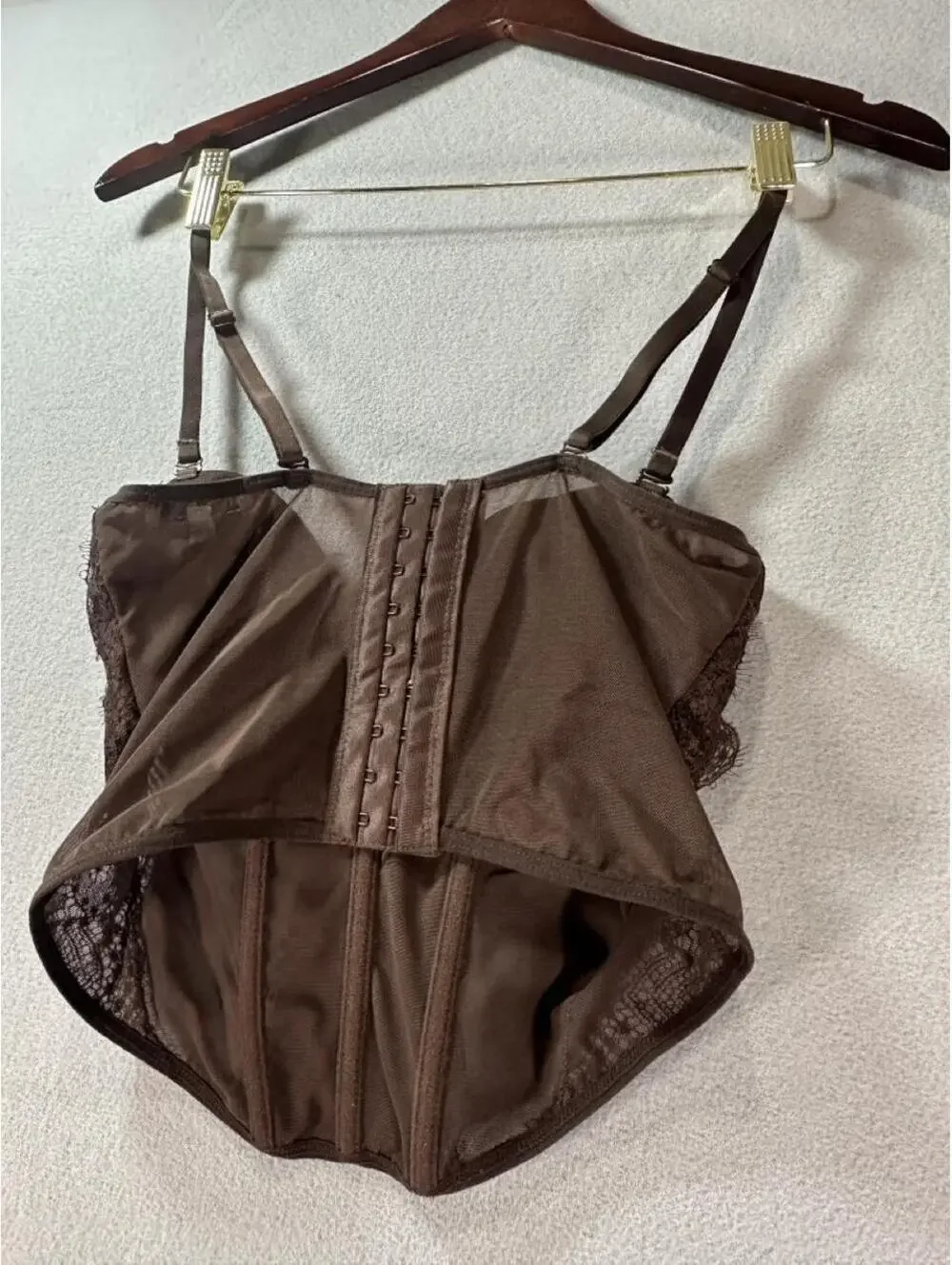 Brown Lace Corset Bustier Top